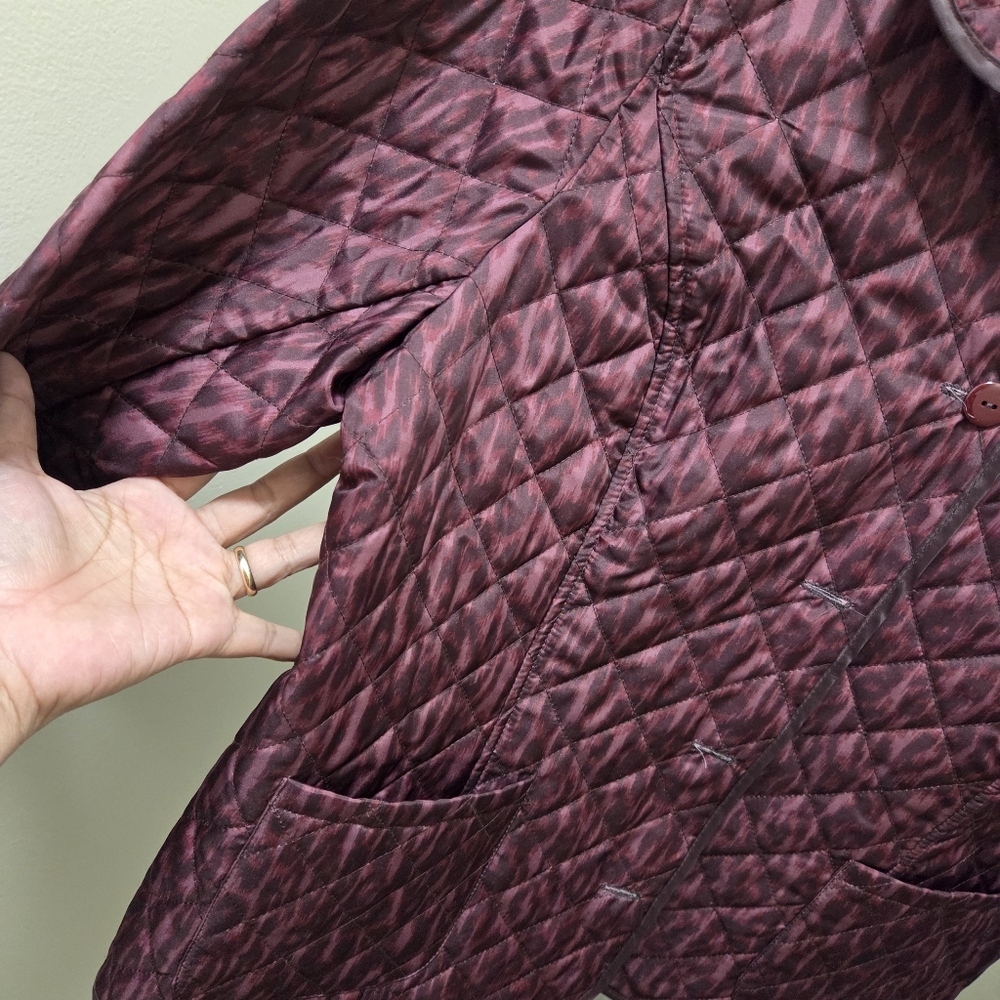 Northern Reflections Quilted Light Jacket Burgundy Diamond Stitch Button Front - Picture 5 of 8